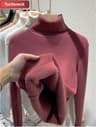 Thicken Velvet Turtleneck Sweater  Korean Fashion Lined Warm Knitted Pullover  Winter Jersey Jumper 14