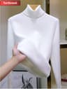 Thicken Velvet Turtleneck Sweater  Korean Fashion Lined Warm Knitted Pullover  Winter Jersey Jumper 7