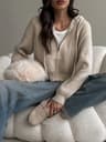 Autumn Hooded Short Cardigan  ZipUp Knitted Winter Sweater For Women 7