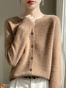Womens 100 Merino Wool ONeck Cardigan  Soft CashmereTouch OL Buttoned Knitwear 11
