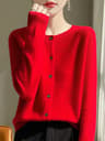 Womens 100 Merino Wool ONeck Cardigan  Soft CashmereTouch OL Buttoned Knitwear 13