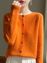 Womens 100 Merino Wool ONeck Cardigan  Soft CashmereTouch OL Buttoned Knitwear 6