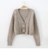 VNeck Cropped Cardigan  Korean Fashion Twist Knitted Sweater Coat For Autumn  Winter 6