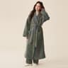 Thickened Flannel Robe  Pants Pajamas Set  Striped Coral Velvet Couples Bathrobe  Winter Homewear 7