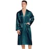 Premium Mens Silk Satin Bathrobe  Professional Navy Blue Wedding Kimono  Sleepwear Gown 8