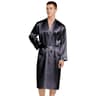 Premium Mens Silk Satin Bathrobe  Professional Navy Blue Wedding Kimono  Sleepwear Gown 9