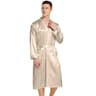 Premium Mens Silk Satin Bathrobe  Professional Navy Blue Wedding Kimono  Sleepwear Gown 11