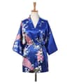 Peacock Print Japanese Kimono Yukata  Professional Silk Satin Short Nightgown  Bath Robe Costume 12
