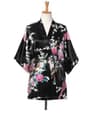 Peacock Print Japanese Kimono Yukata  Professional Silk Satin Short Nightgown  Bath Robe Costume 7