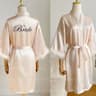 Luxurious White Bridal Feather Robe  Professional Satin Wedding Kimono  Sexy Bridesmaid Peignoir 11
