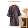 Premium Cotton Printed Kimono Robe For Men  Professional Long Style BlueGreen Bathrobe 7