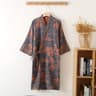 Premium Cotton Printed Kimono Robe For Men  Professional Long Style BlueGreen Bathrobe 8