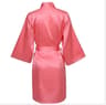 Elegant Solid Satin Night Robe  Professional Half Sleeve VNeck House Robe With Belt 16