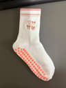 Knitted Embroidered Yoga Fitness Pilates Sports Socks Silicone Non Slip Bottom Women Middle Socks 26