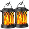 2Pack Upgraded Flickering Flame Solar Lanterns  Hanging Outdoor Garden Lights In Bronze  Black 6