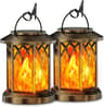 2Pack Upgraded Flickering Flame Solar Lanterns  Hanging Outdoor Garden Lights In Bronze  Black 7