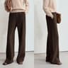 AMII Minimalist Winter Suede Wide Leg Trousers False Placket Elastic Waist Professional Office Pant 6