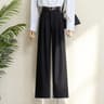 2026 Burgundy Wide Leg Suit Pants Elegant High Waist Office Lady Fashion Trousers With Pockets 9
