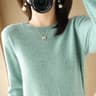 Autumn And Winter Cashmere Sweater Womens Crew Neck Pullover Knitted Top 12