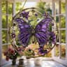 Butterfly Stained Glass Style Suncatcher  Round Acrylic Window Art  Wall Decor 6