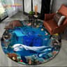 3D Seabed Illusion Dolphin Round Rug  Underwater World NonSlip Floor Mat 4
