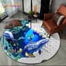 3D Seabed Illusion Dolphin Round Rug  Underwater World NonSlip Floor Mat 7