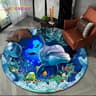 3D Seabed Illusion Dolphin Round Rug  Underwater World NonSlip Floor Mat 18