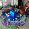 3D Seabed Illusion Dolphin Round Rug  Underwater World NonSlip Floor Mat 20