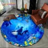 3D Seabed Illusion Dolphin Round Rug  Underwater World NonSlip Floor Mat 22