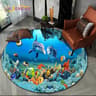 3D Seabed Illusion Dolphin Round Rug  Underwater World NonSlip Floor Mat 23