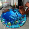 3D Seabed Illusion Dolphin Round Rug  Underwater World NonSlip Floor Mat 24