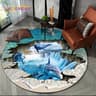 3D Seabed Illusion Dolphin Round Rug  Underwater World NonSlip Floor Mat 28