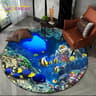 3D Seabed Illusion Dolphin Round Rug  Underwater World NonSlip Floor Mat 29