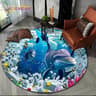 3D Seabed Illusion Dolphin Round Rug  Underwater World NonSlip Floor Mat 25