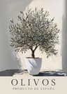 Retro Elegant Olive Tree  Lemon Canvas Poster  Vintage Mediterranean Vase Wall Art 14