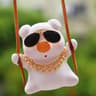 Pink Serenity Swing Pig Mirror Pendant 10