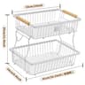 2Tier Detachable Fruit And Vegetable Storage Rack  Wood Handle Countertop Kitchen Organizer Tray 5
