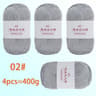 4Pack 400g Solid Color Hollow Cotton Yarn 100g Roll For DIY Crochet Bags Hats Tableware Mats And Sl 8