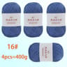 4Pack 400g Solid Color Hollow Cotton Yarn 100g Roll For DIY Crochet Bags Hats Tableware Mats And Sl 22