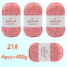4Pack 400g Solid Color Hollow Cotton Yarn 100g Roll For DIY Crochet Bags Hats Tableware Mats And Sl 27