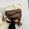 Womens Vintage Solid Color Flap Small Saddle Shoulder Bag Wide Strap PU Leather Crossbody 9
