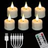 Rechargeable LED Candle Lamp Set Remote Control Flameless Ambiance Light 6