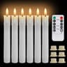 Flameless Flickering Ivory Taper Candles 3D Wick Remote Control Battery Set 7