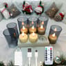 FPOO Rechargeable Flameless LED Tea Light Candles Remote Timer Lamp Set 8