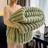 Thickened Wide Striped Multifunctional Blanket  Soft Bed Coverlet 13