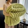 Thickened Wide Striped Multifunctional Blanket  Soft Bed Coverlet 11