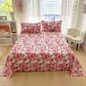 Red Flower Printed Flat Bed Sheet Reactive Printed Microfiber Top Sheet 8