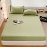 Solid Color Soft Microfiber Fitted Bed Sheet NonSlip Mattress Cover 11