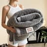 Luxury Thick DoubleSided Fleece Blanket Set Solid Color Soft Velvet Winter Blanket  Matching Pillow 10