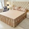 Double Layer Ruffled Solid Color Bed Skirt Princess Bedroom NonSlip Mattress Cover  Bedspread 11